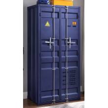 37909 Cargo Blue Finish Metal Double Doors Wardrobe