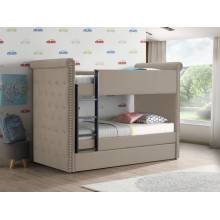 37850 Romona II Beige Fabric Twin over Twin Bunk Bed w/Trundle