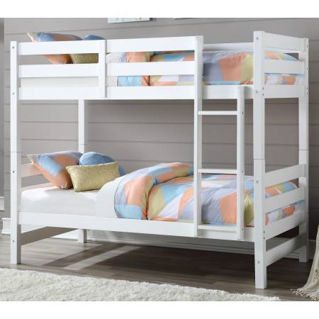 37785 Ronnie White Wood Twin over Twin Bunk Bed