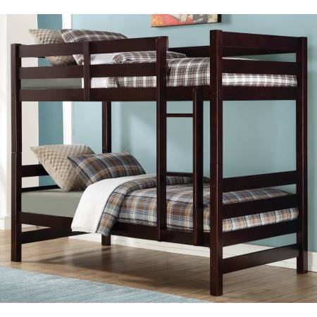 37775 Ronnie Espresso Wood Twin over Twin Bunk Bed