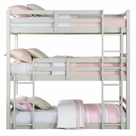 37420 Ronnie Light Gray Wood Triple Twin Bunk Bed