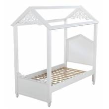 37350T Rapunzel White Wood Twin Canopy Bed
