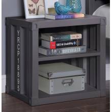 35922 Cargo Gunmetal Finish Metal Nightstand w/2 Open Shelves & USB