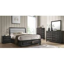 26537EK-4PC 4PC SETS Soteris Eastern King Bed w/Storage in Gray Fabric & Antique Gray