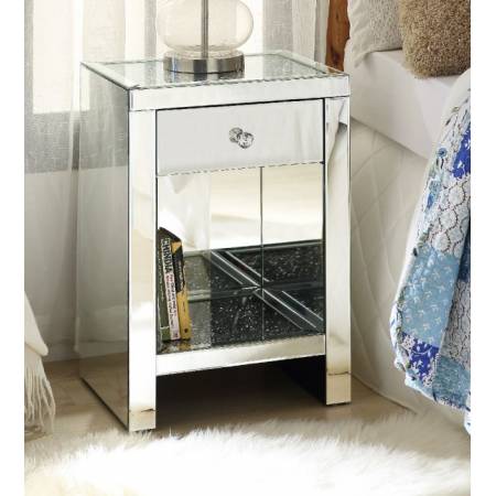 Noralie Night Table in Mirrored & Faux Diamonds - Acme Furniture 97654