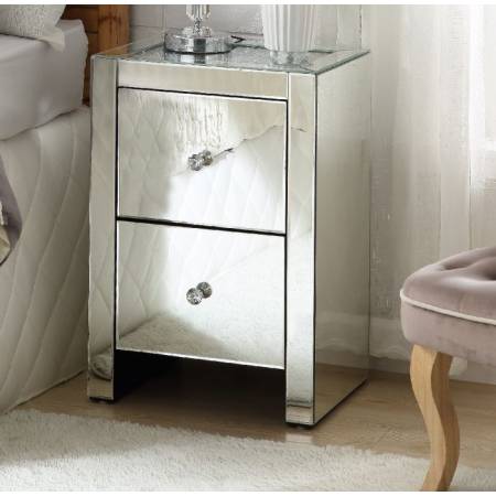 Noralie Night Table in Mirrored & Faux Diamonds - Acme Furniture 97652