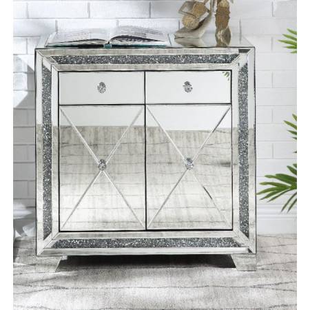 Noralie Console Table in Mirrored & Faux Diamonds - Acme Furniture 97645