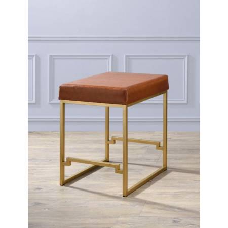 Boice Counter Height Stool (1Pc) in Light Brown PU & Gold - Acme Furniture 96717