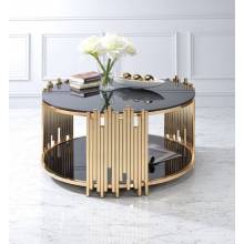Tanquin Coffee Table in Gold & Black Glass - Acme Furniture 84490