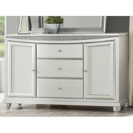 Maverick Platinum Wood Server w/3 Drawers & 2 Doors by Acme