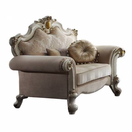 Picardy Chair w/Pillows in Fabric & Antique Pearl - Acme Furniture 55462