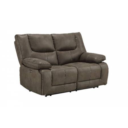 Harumi Loveseat (Power Motion) in Gray Leather-Aire