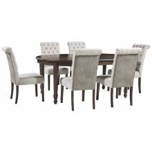D677 Adinton 7PC SETS Oval Dining Room EXT Table + 6 Side Chairs (D677-02)