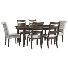 D677 Adinton 7 PC SETS Oval Dining Room EXT Table + 4 Side Chairs (D677-01) + 2 Side Chairs (D677-02)