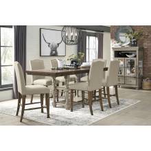 D733 Lettner 7PC SETS RECT DRM Counter EXT Table + 6 Upholstered Barstools