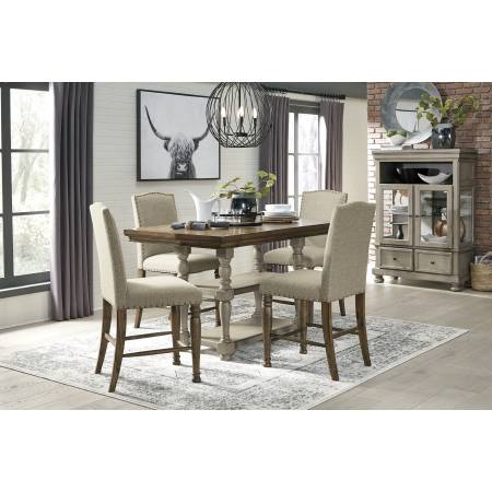 D733 Lettner 5PC SETS RECT DRM Counter EXT Table + 4 Upholstered Barstools