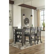 D388 Caitbrook 5PC SETS RECT Dining Room Counter Table + 4 Upholstered Stools