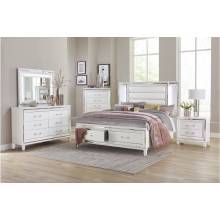 1616W-1Gr Queen King Platform with LED Lighting and Footboard Storage Bedroom 4PC Set Tamsin