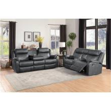 9990GY-2+3 Flat Reclining Love Seat and Flat Reclining Sofa Yerba