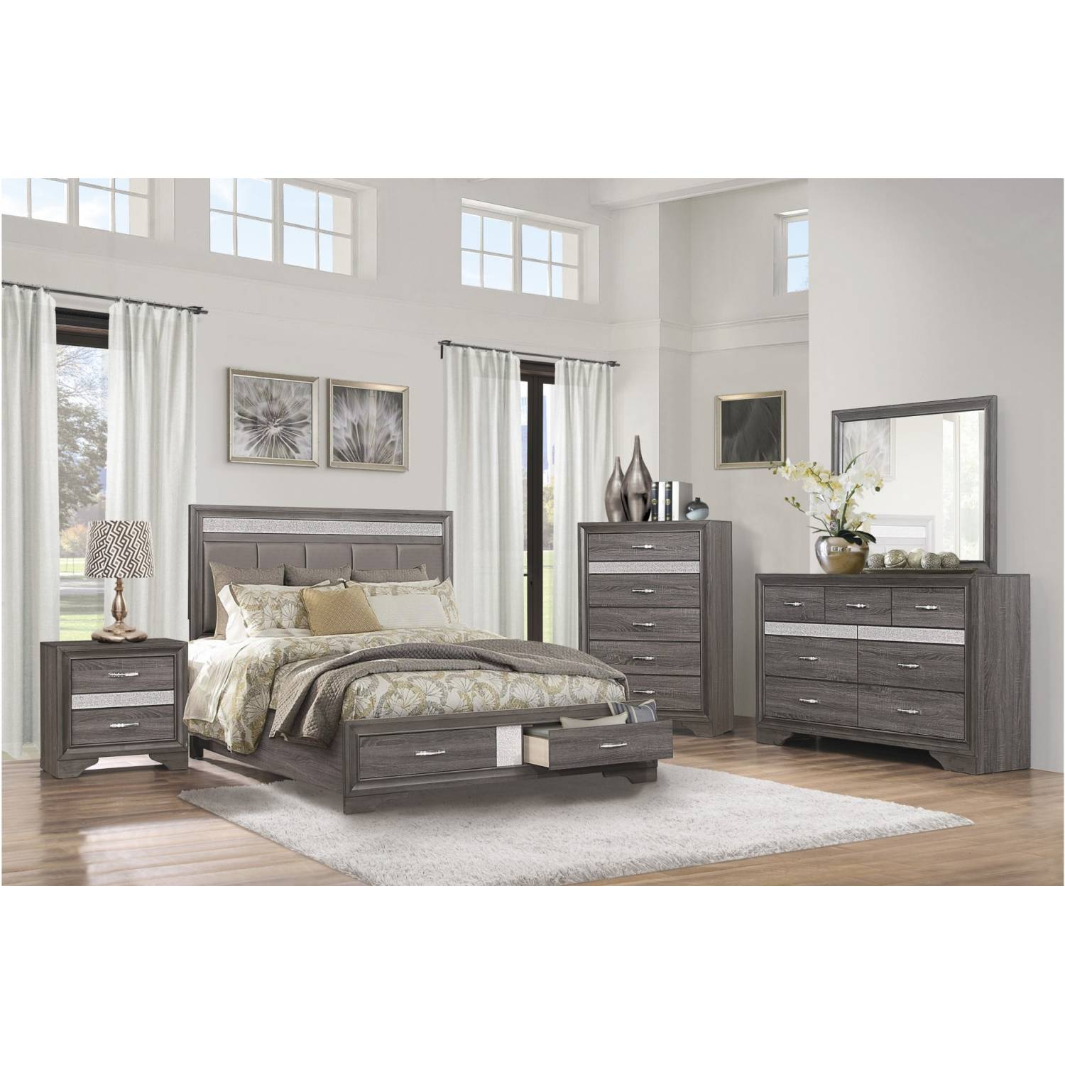 Cal king platform on sale bed with drawers