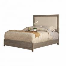 1800-01Q Camilla Antique Gray Queen Panel Bed with Upholstered Headboard