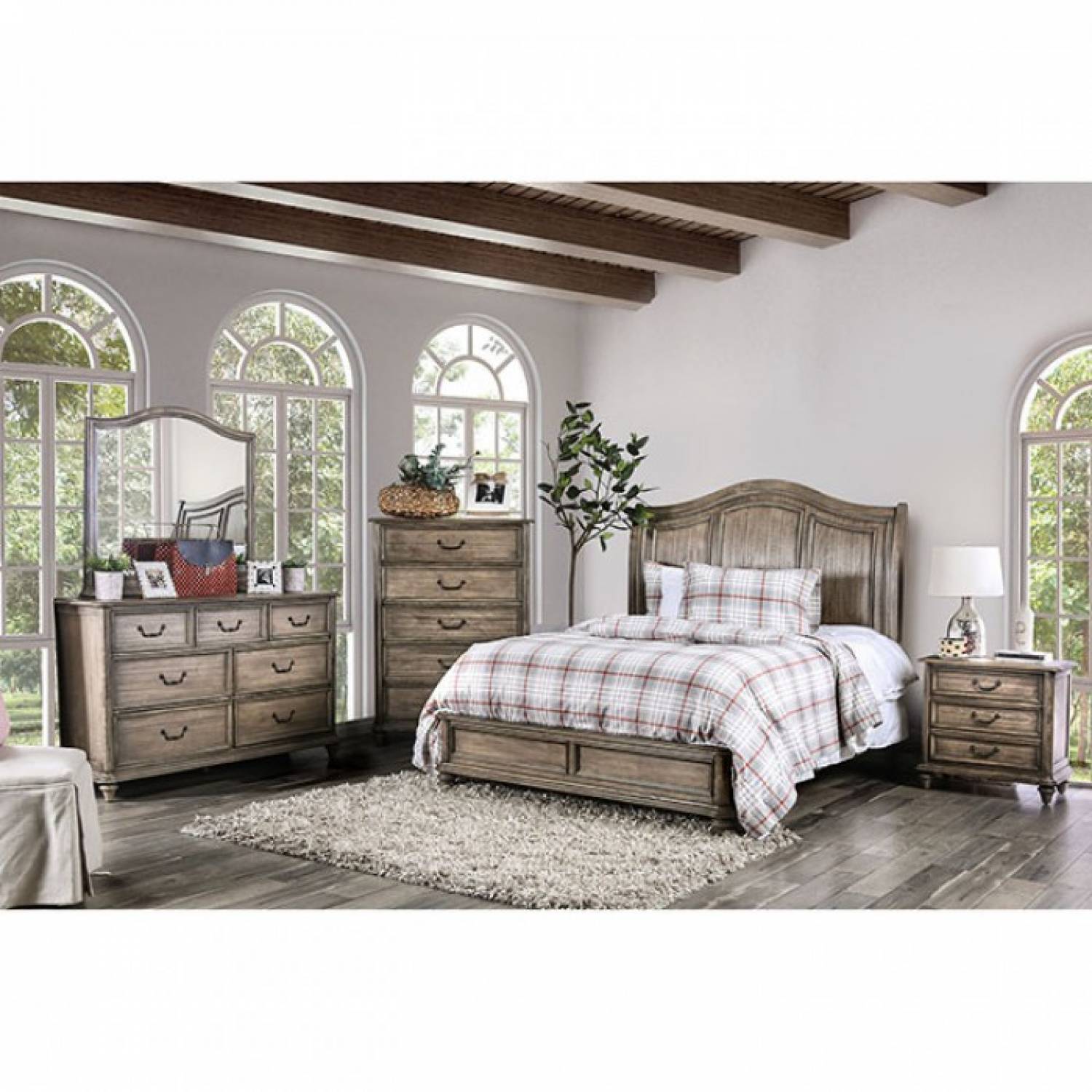 CM7611-Q-4PC 4PC SETS BELGRADE II Queen BED Wooden Headboard