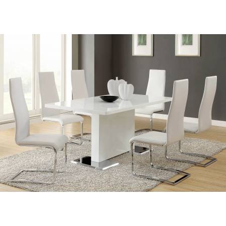 Modern Dining White Dining Table with Chrome Metal Base