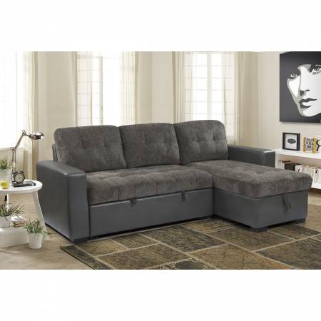 9540GY*SC 2-Piece Reversible Sectional with Pull-out Bed and Hidden Storage Swallowtai