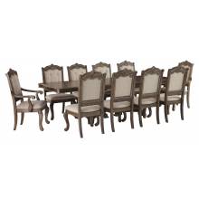 D803 Charmond 11PC SETS RECT DRM Extension Table + 8 Side Chairs + 2 Arm Chairs