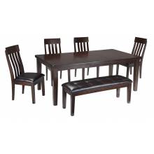 D596 Haddigan 6PC SETS RECT Dining Room EXT Table + 4 Side Chairs + Bench