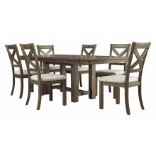 D631 Moriville 7PC SETS RECT Dining Room EXT Table + 6 Dining UPH Side Chair