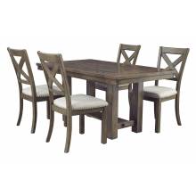 D631 Moriville 5PC SETS RECT Dining Room EXT Table + 4 Dining UPH Side Chair