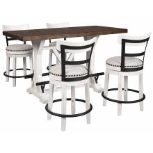 D546 Valebeck 5PC SETS RECT Dining Room Counter Table + 4 UPH Swivel Barstool
