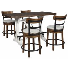 D546 Valebeck 5PC SETS RECT Dining Room Counter Table + 4 UPH Swivel Barstool