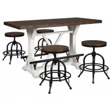 D546 Valebeck 5PC SETS RECT Dining Room Counter Table + Swivel Barstool