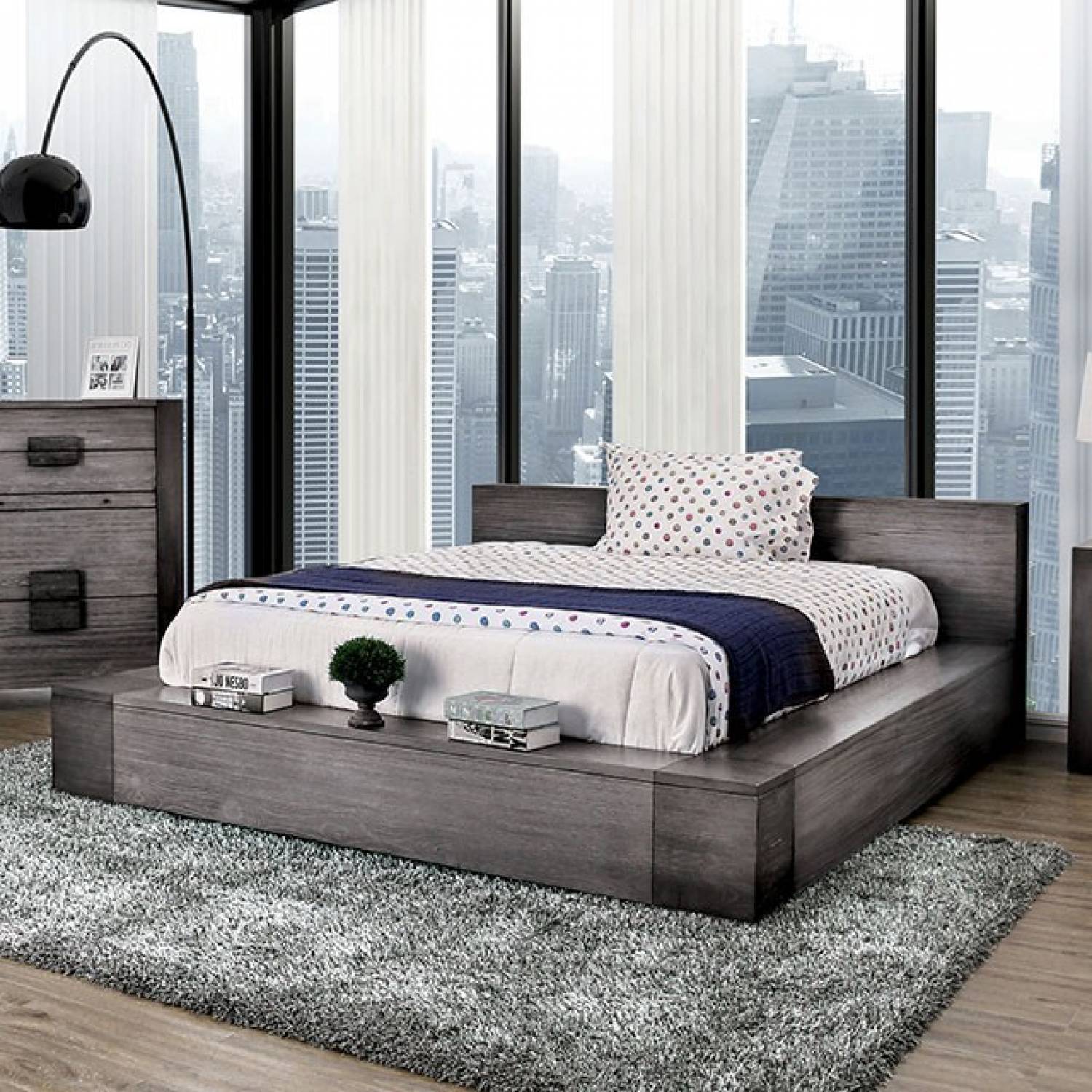 Floating Bed Grey Wood.