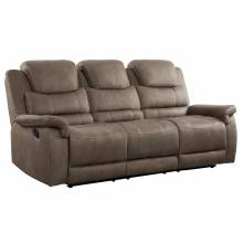 9848BR-3 Double Reclining Sofa with Drop-Down Cup Holders and Receptacles Shola