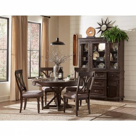 1689-54Gr Round Dining Table Dining Set Cardano 5 PC Table and 4 Side Chairs