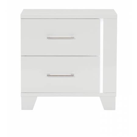 1678W-4 Kerren or Keren Night Stand with LED Lighting - White High Gloss