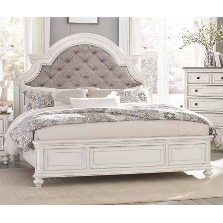 1624KW-1CK Baylesford California King Bed - Antique White Rub-Through Finish