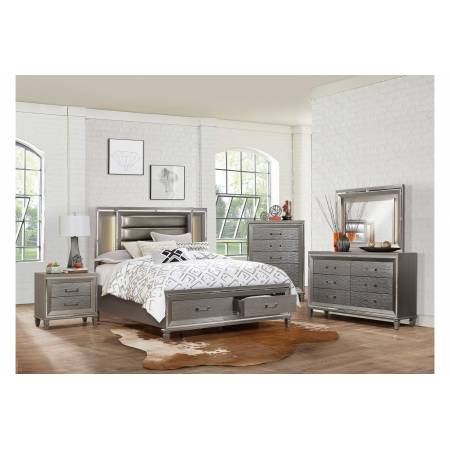 1616K-CKGr Tamsin Platform California King Bedroom Set - Silver-Gray Metallic