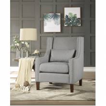 1114GY-1 Accent Chair w/ Kidney Pillow, Light Gray 100% Polyester