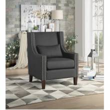 1114DG-1 Accent Chair w/ Kidney Pillow, Dark Gray 100% Polyester