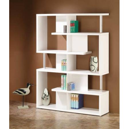 800310 Transitional White Bookcase