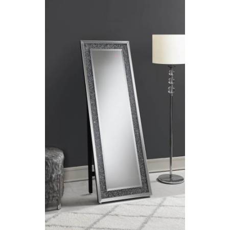 961427 Rectangular Standing Mirror With LED Lighting Silver