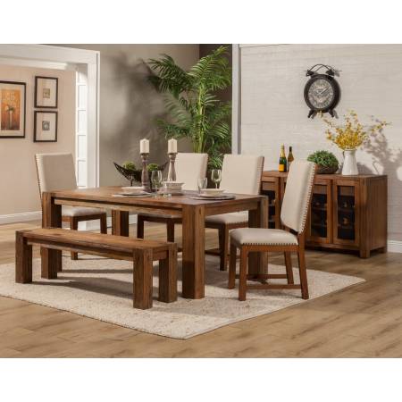 ORI-913-01-05*4 5PC SETS Shasta Salvaged Natural Leg Dining Table + 4 Side Chairs