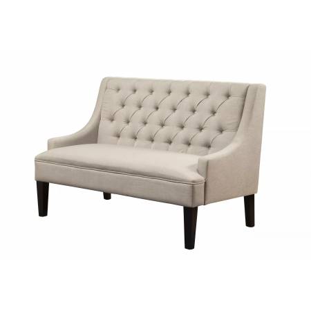 8098-2 Posh Gray Upholstered Button Tufted Bench