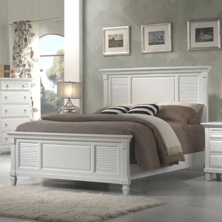 Winchester White California King Shutter Panel Bed