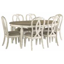D743 Realyn 7PC SETS Oval Dining Room EXT Table + 6 Dining UPH Side Chairs (D743-02)