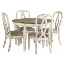 D743 Realyn 5PC SETS Oval Dining Room EXT Table + 4 Dining UPH Side Chairs (D743-02)